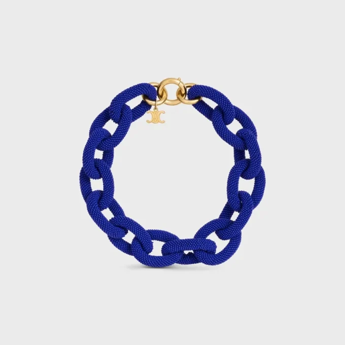 Ata Celine Links Necklace in Beads and Brass with Gold Finish