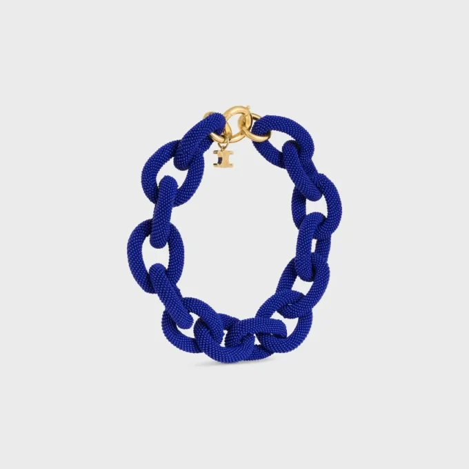 Ata Celine Links Necklace in Beads and Brass with Gold Finish