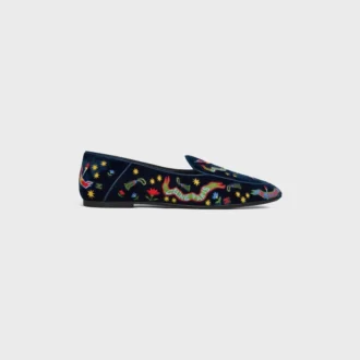 Aura Loafer in College Embroidered Velvet