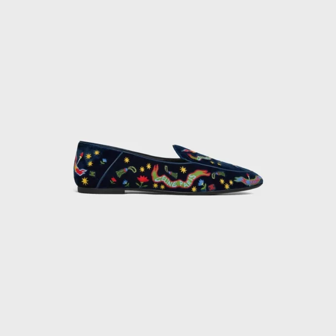 Aura Loafer in College Embroidered Velvet