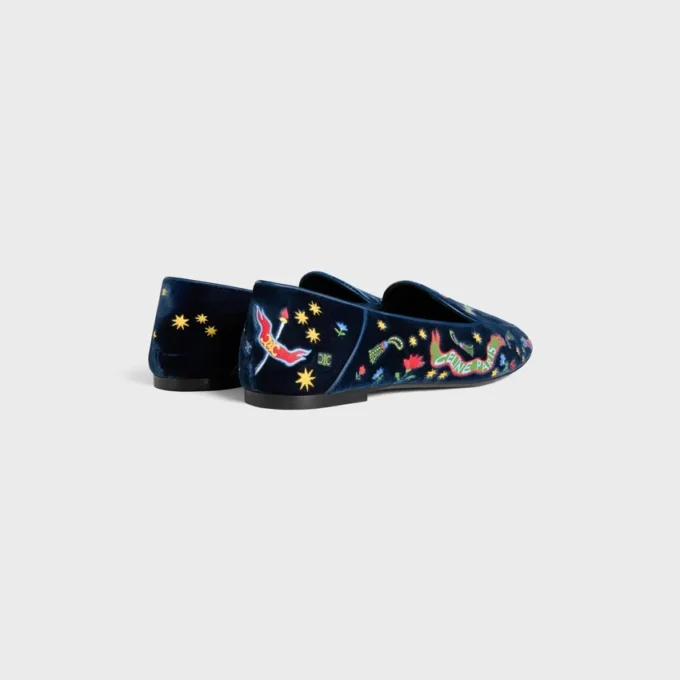 Aura Loafer in College Embroidered Velvet