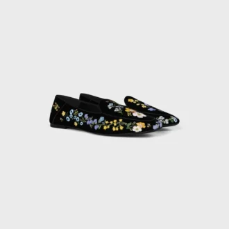 Aura Loafer in Flowers Embroidered Velvet