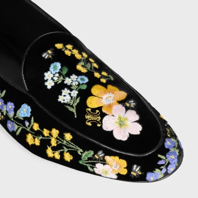 Aura Loafer in Flowers Embroidered Velvet Aura Loafer in Flowers Embroidered Velvet