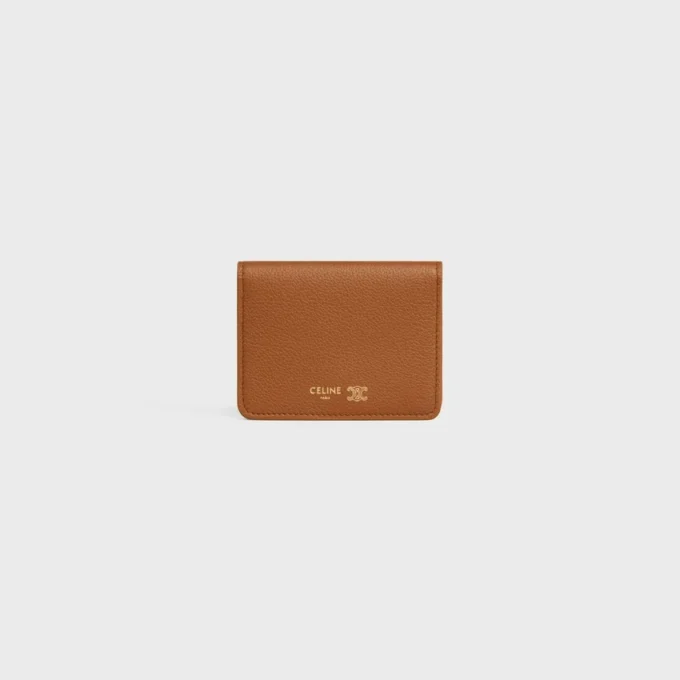 Bi-Fold Card Holder Triomphe Stamp in Supple Grained Calfskin