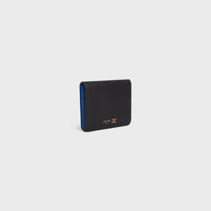 Bi-Fold Card Holder Triomphe Stamp in Supple Grained Calfskin
