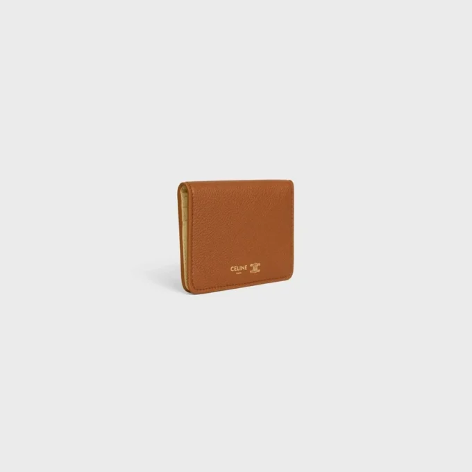 Bi-Fold Card Holder Triomphe Stamp in Supple Grained Calfskin