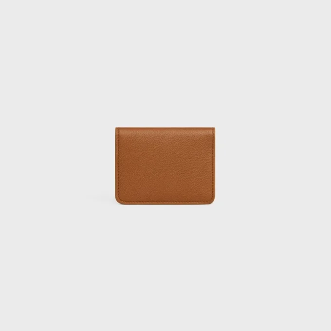 Bi-Fold Card Holder Triomphe Stamp in Supple Grained Calfskin