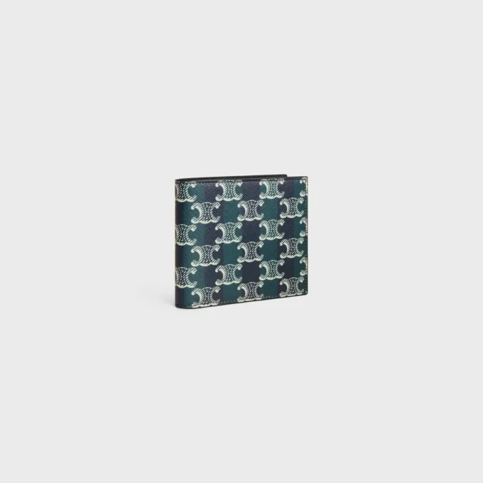 Bi-Fold Wallet in Striped Triomphe Canvas and Calfskin Bi-Fold Wallet in Striped Triomphe Canvas and Calfskin