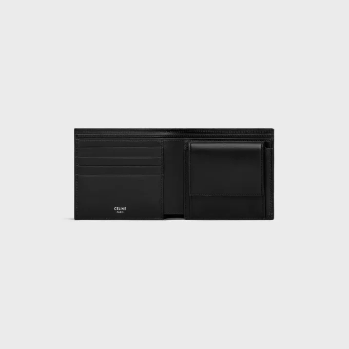 Bi-Fold Wallet in Striped Triomphe Canvas and Calfskin Bi-Fold Wallet in Striped Triomphe Canvas and Calfskin