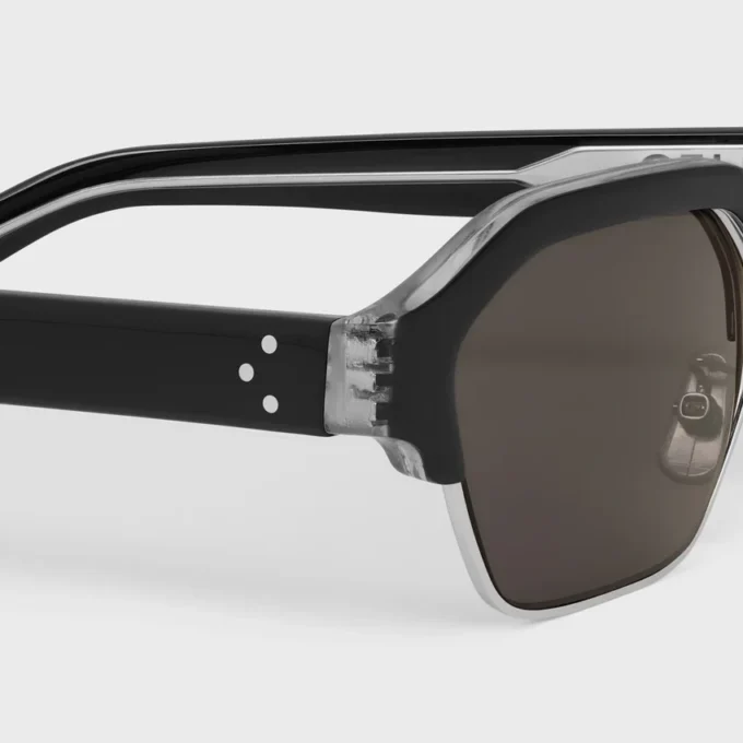 Black Frame 63 Sunglasses in Acetate and Metal Black Frame 63 Sunglasses in Acetate and Metal