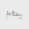 Block Wedge Sneaker in Calfskin and Suede Calfskin Block Wedge Sneaker in Calfskin and Suede Calfskin