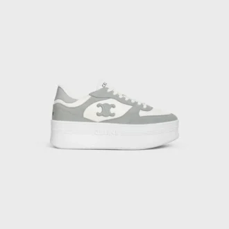 Block Wedge Sneaker in Calfskin and Suede Calfskin