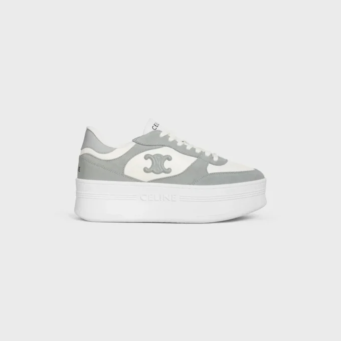 Block Wedge Sneaker in Calfskin and Suede Calfskin Block Wedge Sneaker in Calfskin and Suede Calfskin