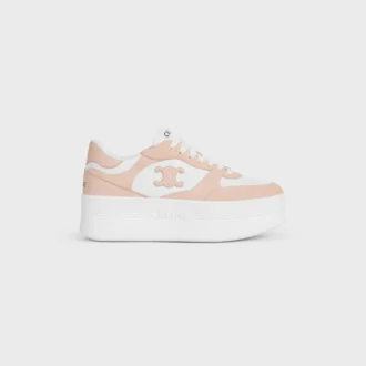 Block Wedge Sneaker in Calfskin and Suede Calfskin