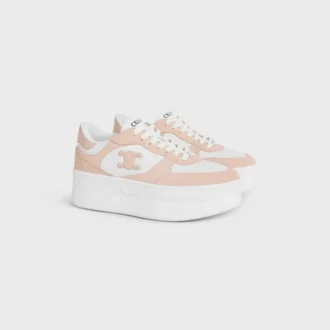 Block Wedge Sneaker in Calfskin and Suede Calfskin