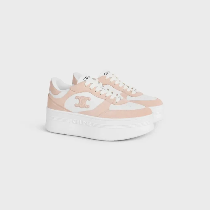 Block Wedge Sneaker in Calfskin and Suede Calfskin Block Wedge Sneaker in Calfskin and Suede Calfskin