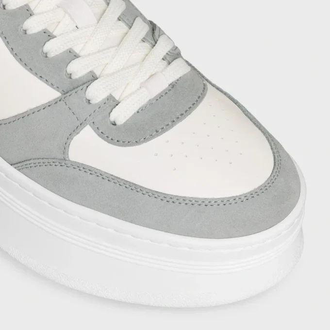 Block Wedge Sneaker in Calfskin and Suede Calfskin Block Wedge Sneaker in Calfskin and Suede Calfskin