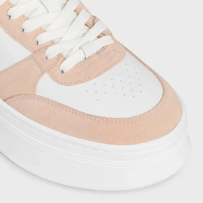 Block Wedge Sneaker in Calfskin and Suede Calfskin Block Wedge Sneaker in Calfskin and Suede Calfskin