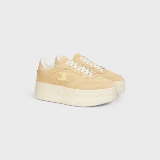 Block Wedge Sneaker in Suede Calfskin and Calfskin