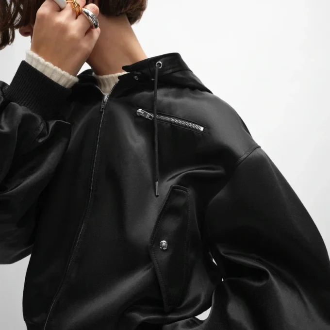 Bomber Jacket in Cotton Satin Bomber Jacket in Cotton Satin