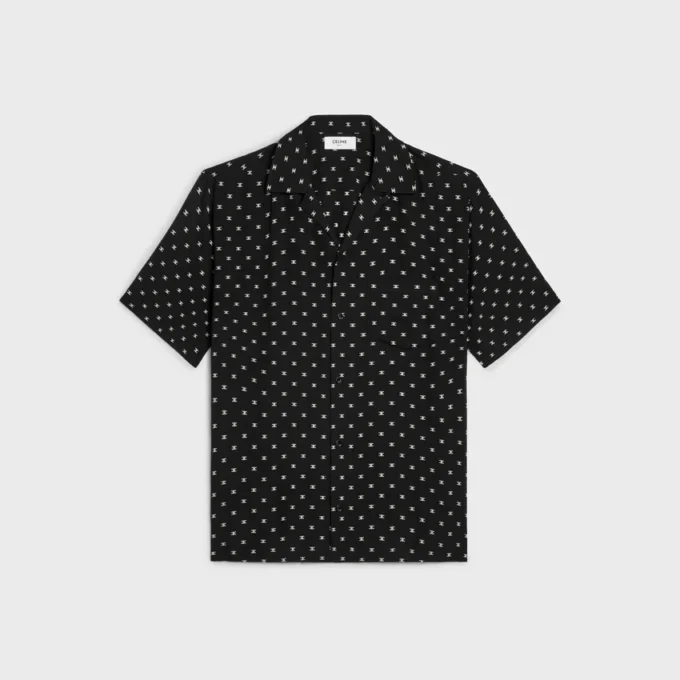 Bowling Shirt in Micro Triomphe Print Viscose Bowling Shirt in Micro Triomphe Print Viscose