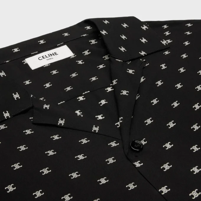 Bowling Shirt in Micro Triomphe Print Viscose Bowling Shirt in Micro Triomphe Print Viscose