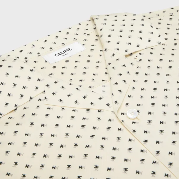 Bowling Shirt in Micro Triomphe Print Viscose Bowling Shirt in Micro Triomphe Print Viscose