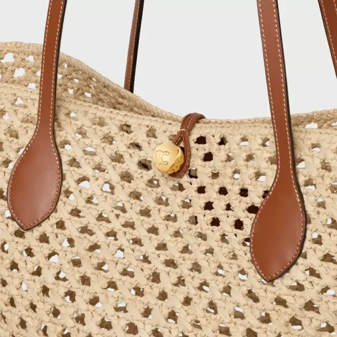 Bucket Triomphe Beads Basket in Raffia and Calfskin Bucket Triomphe Beads Basket in Raffia and Calfskin