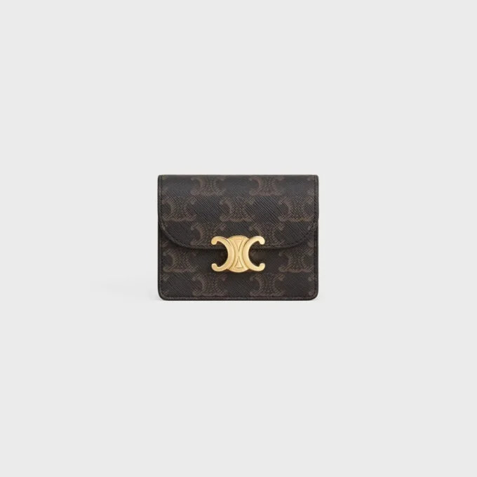 Business Card Holder Triomphe in Triomphe Canvas and Lambskin