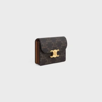 Business Card Holder Triomphe in Triomphe Canvas and Lambskin