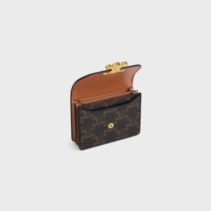Business Card Holder Triomphe in Triomphe Canvas and Lambskin