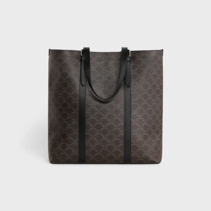 Cabas with Buckle in Triomphe Canvas and Calfskin Cabas with Buckle in Triomphe Canvas and Calfskin