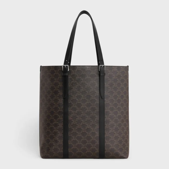 Cabas with Buckle in Triomphe Canvas and Calfskin Cabas with Buckle in Triomphe Canvas and Calfskin