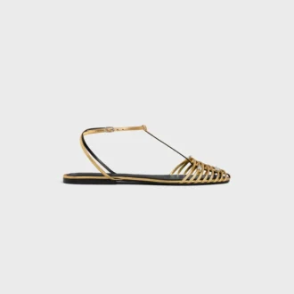 Cage Flat Sandal in Laminated Lambskin