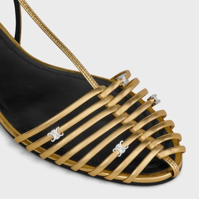 Cage Flat Sandal in Laminated Lambskin Cage Flat Sandal in Laminated Lambskin