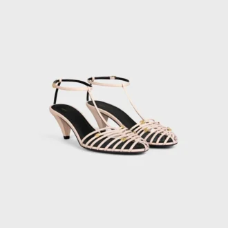 Cage Heeled Sandal in Goatskin