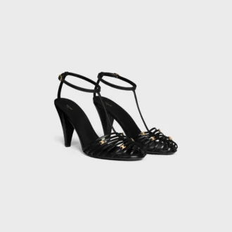 Cage Heeled Sandal in Goatskin