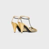 Cage Heeled Sandal in Laminated Lambskin Cage Heeled Sandal in Laminated Lambskin
