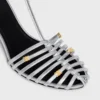 Cage Heeled Sandal in Laminated Lambskin Cage Heeled Sandal in Laminated Lambskin