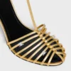 Cage Heeled Sandal in Laminated Lambskin Cage Heeled Sandal in Laminated Lambskin
