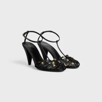 Cage Heeled Sandal in Satin