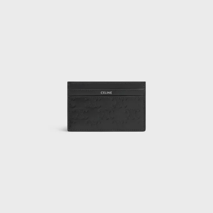 Card Holder in Calfskin with Triomphe Embossed