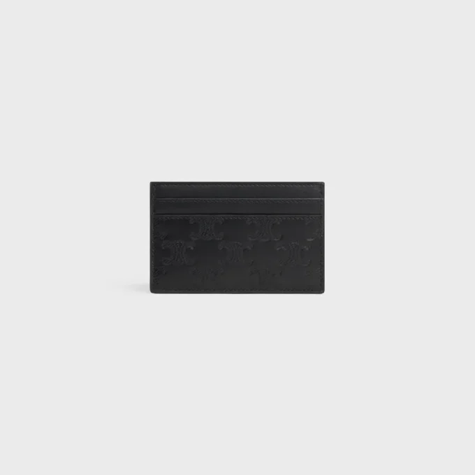 Card Holder in Calfskin with Triomphe Embossed