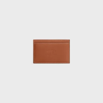 Card Holder in Natural Calfskin with Triomphe Embossed