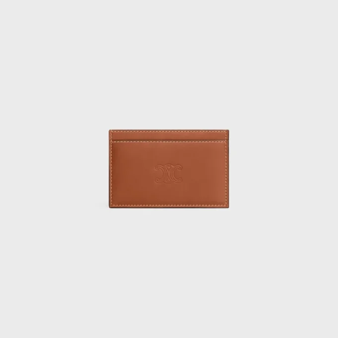 Card Holder in Natural Calfskin with Triomphe Embossed Card Holder in Natural Calfskin with Triomphe Embossed