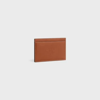 Card Holder in Natural Calfskin with Triomphe Embossed