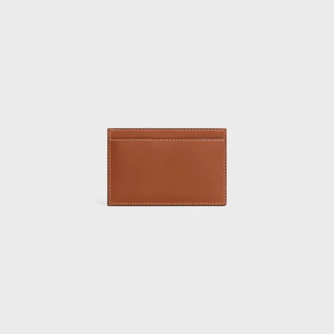Card Holder in Natural Calfskin with Triomphe Embossed Card Holder in Natural Calfskin with Triomphe Embossed