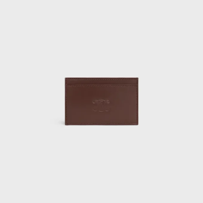 Card Holder in Satinated Calfskin with Triomphe Embossed