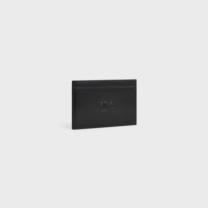 Card Holder in Satinated Calfskin with Triomphe Embossed