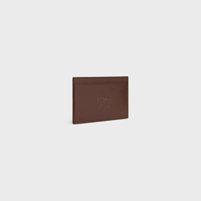 Card Holder in Satinated Calfskin with Triomphe Embossed